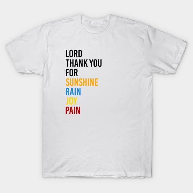 Lord Thank you for Sunshine Music - Thank you for Rain - Thank you for Joy - Thank you for Pain - It's a beautiful day T-Shirt by Printofi.com